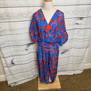 Eloquii Multicolor Dress with Blue and Red